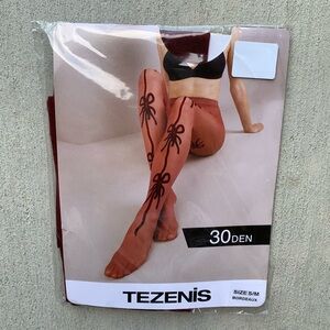 Red Sheer Bow Tights